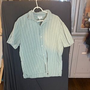 Arizona Jean Company Casual Short-Sleeve Button-Up Shirt in Seafoam Stripe